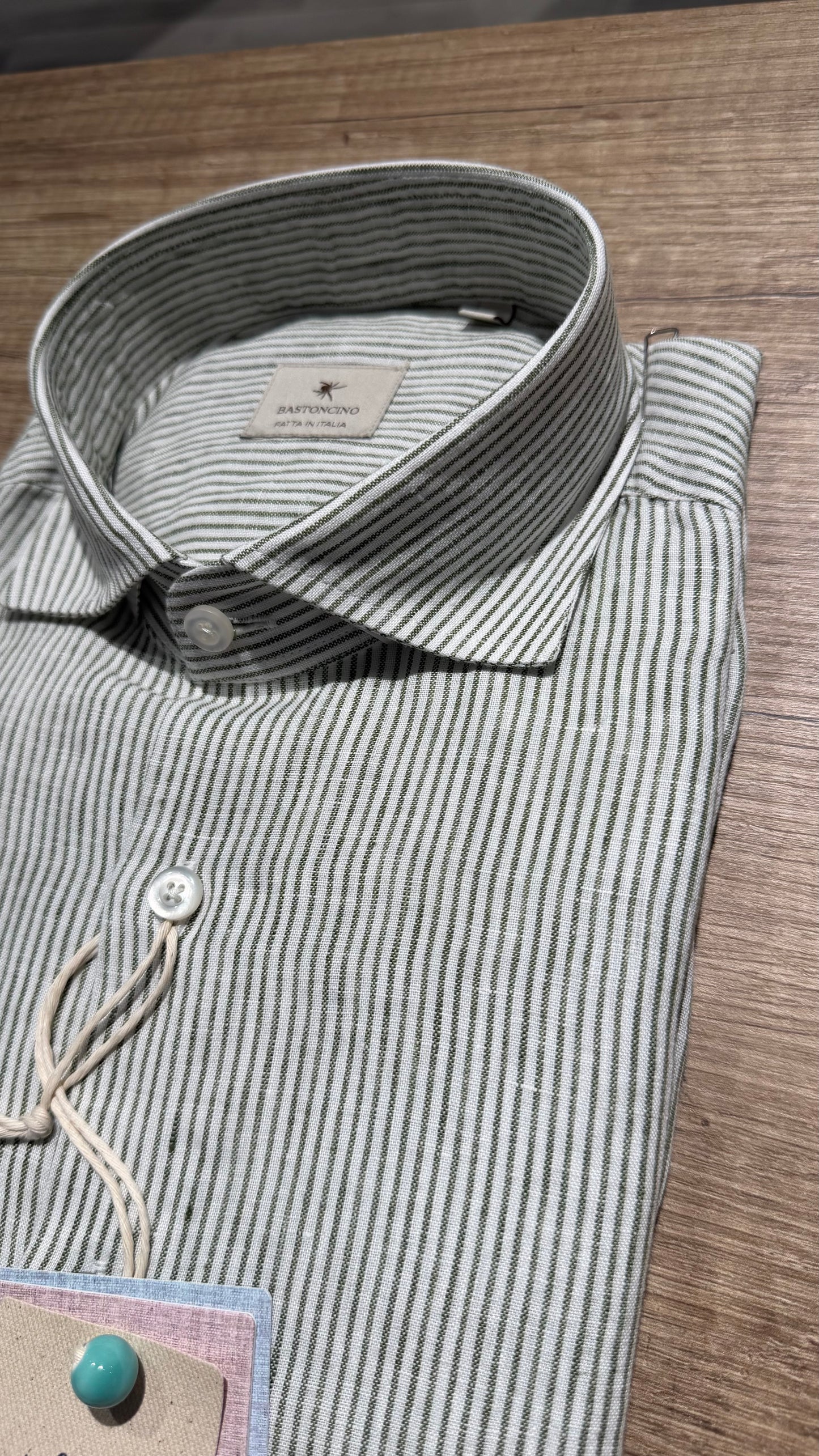 Camicia In Lino a Righe Verdi