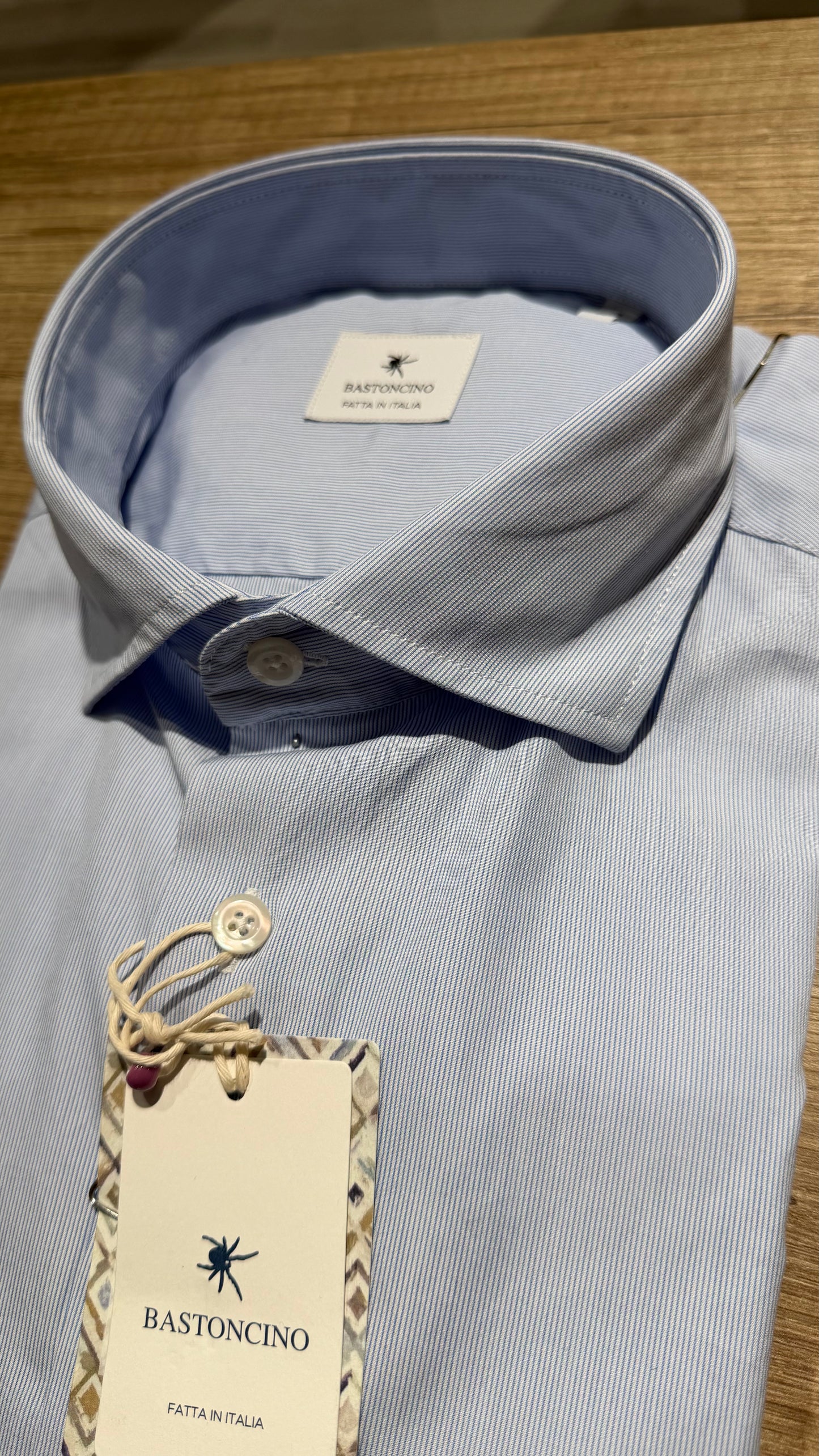 Camicia a Righe Fini Celeste