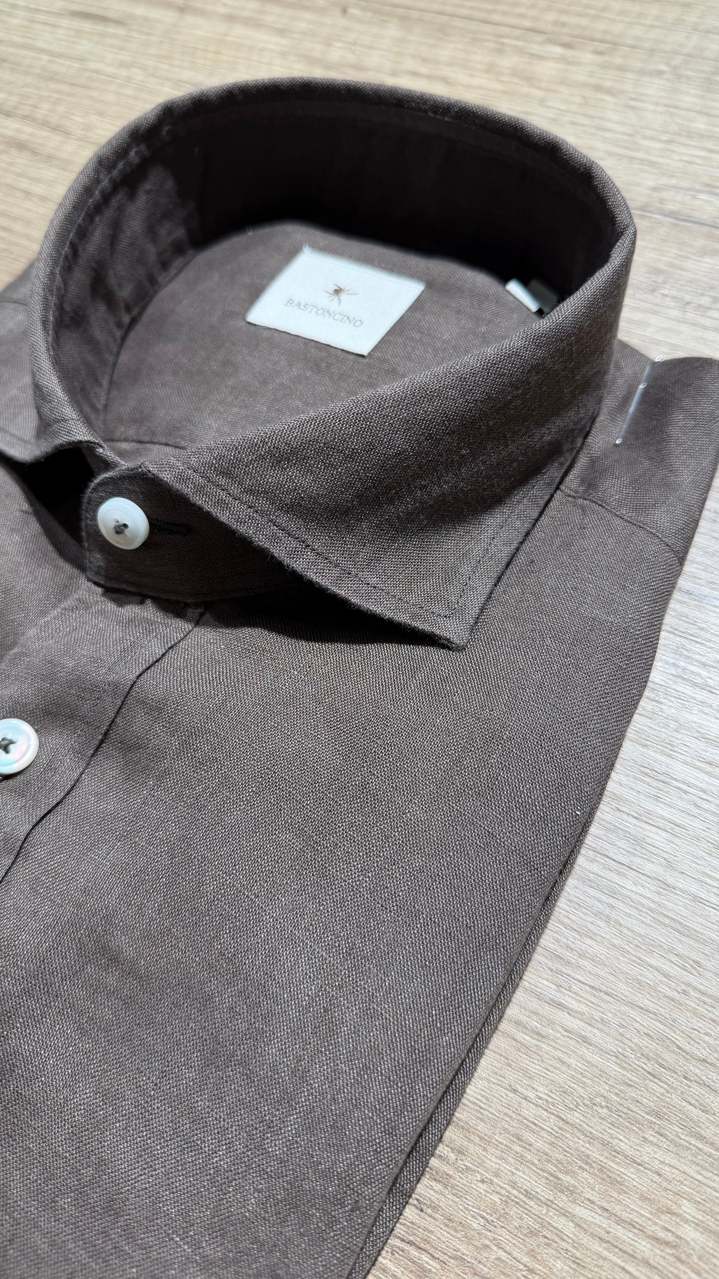 Camicia In Lino Marrone