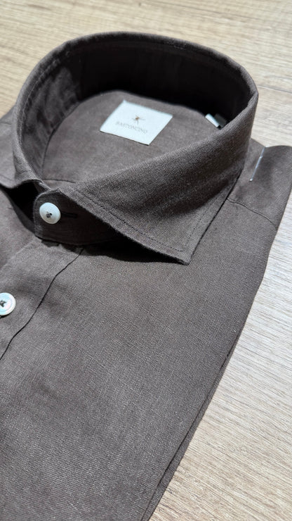 Camicia In Lino Marrone