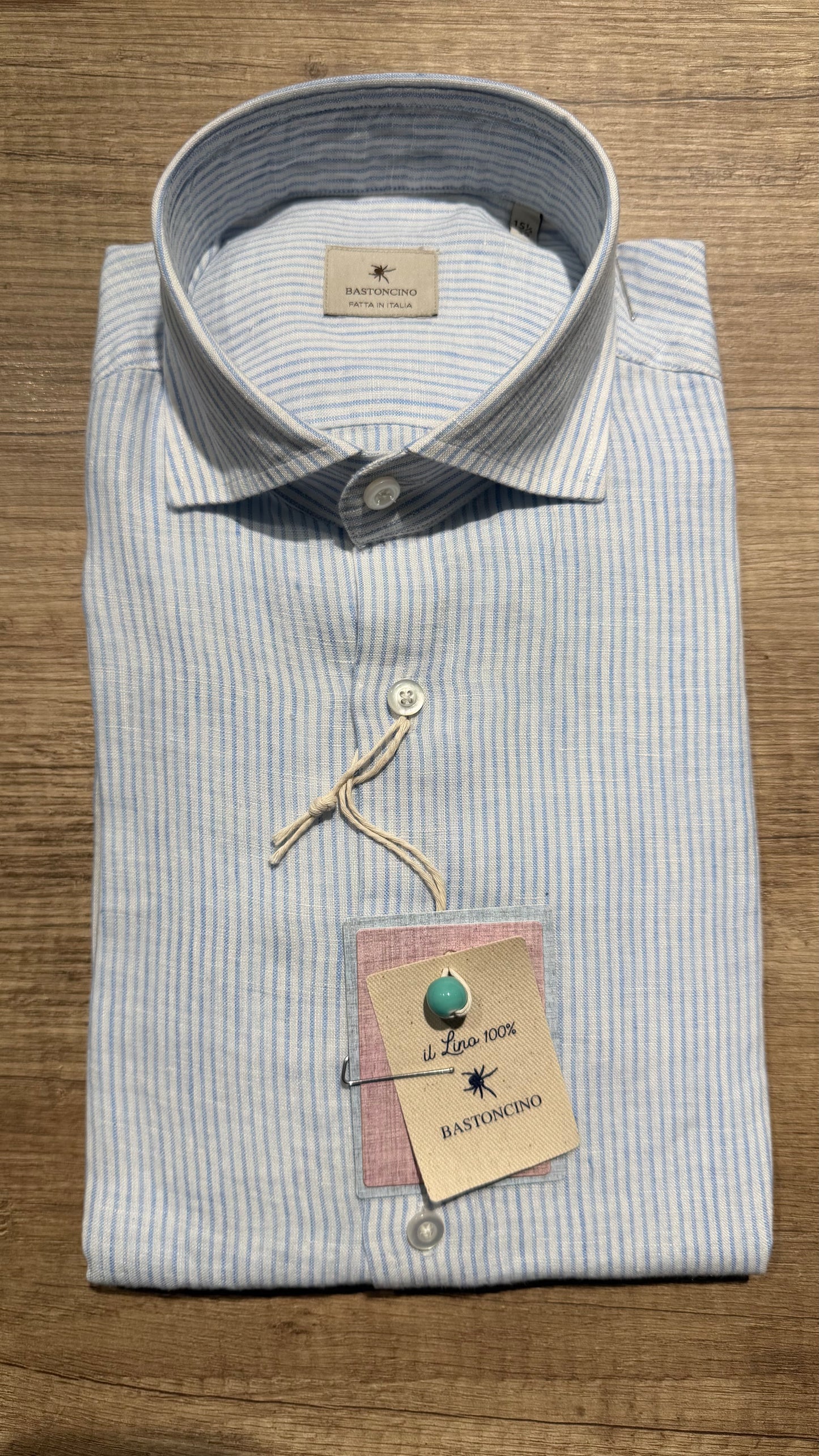 Camicia In Lino a Righe Celesti