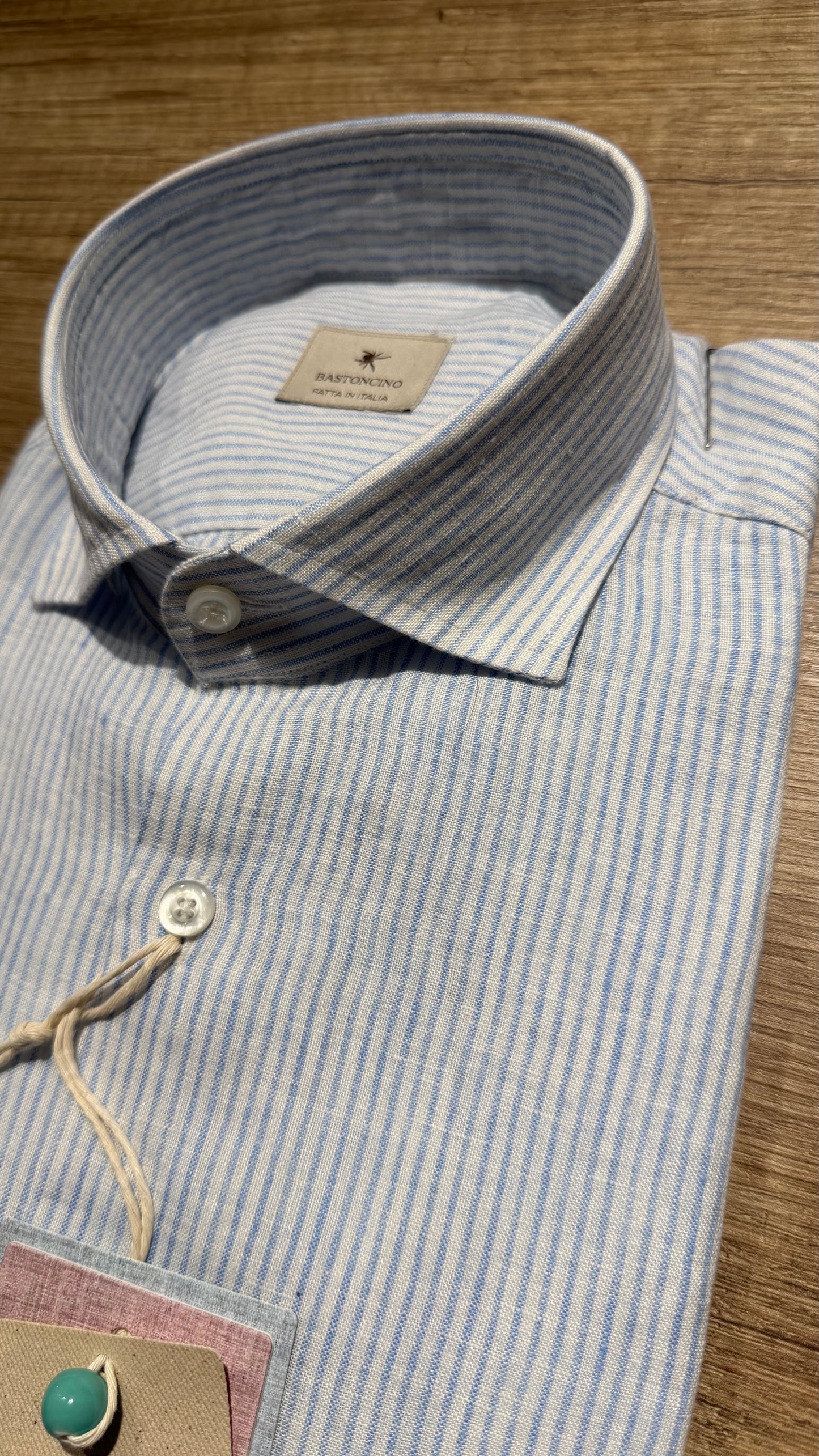 Camicia In Lino a Righe Celesti