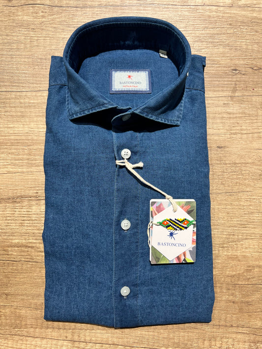 Camicia Denim In Lino e Cotone