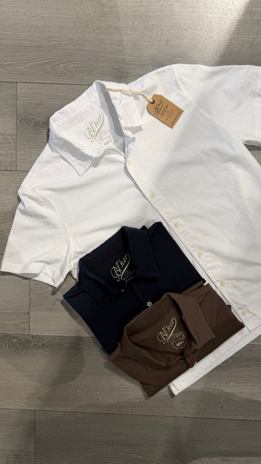 Camicia Manica Corta In Cotone Fiammato