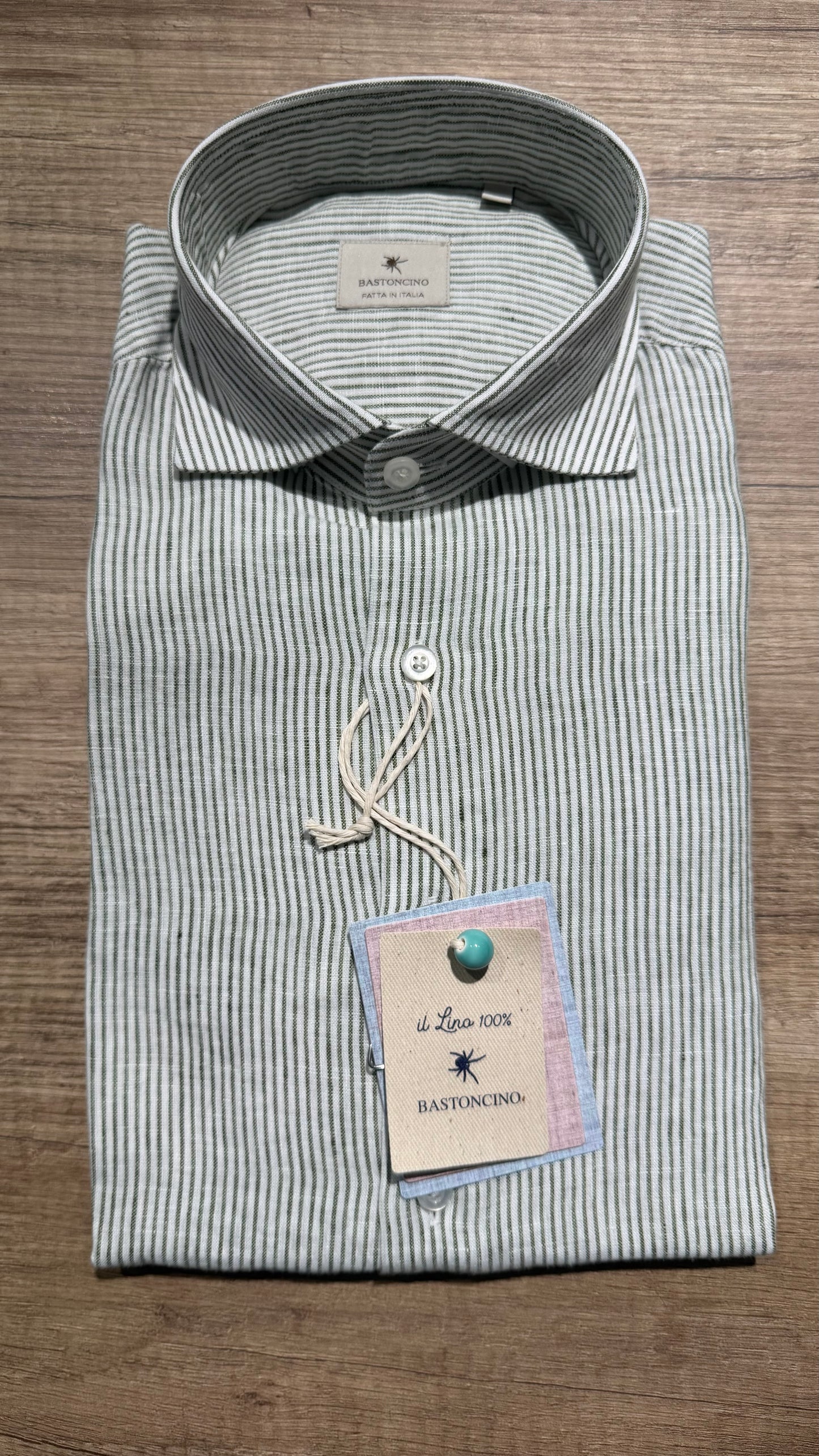Camicia In Lino a Righe Verdi