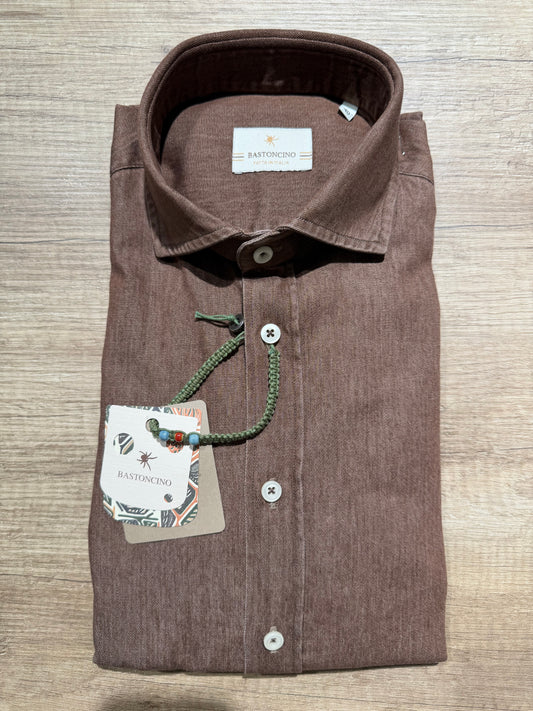 Camicia In Denim Marrone