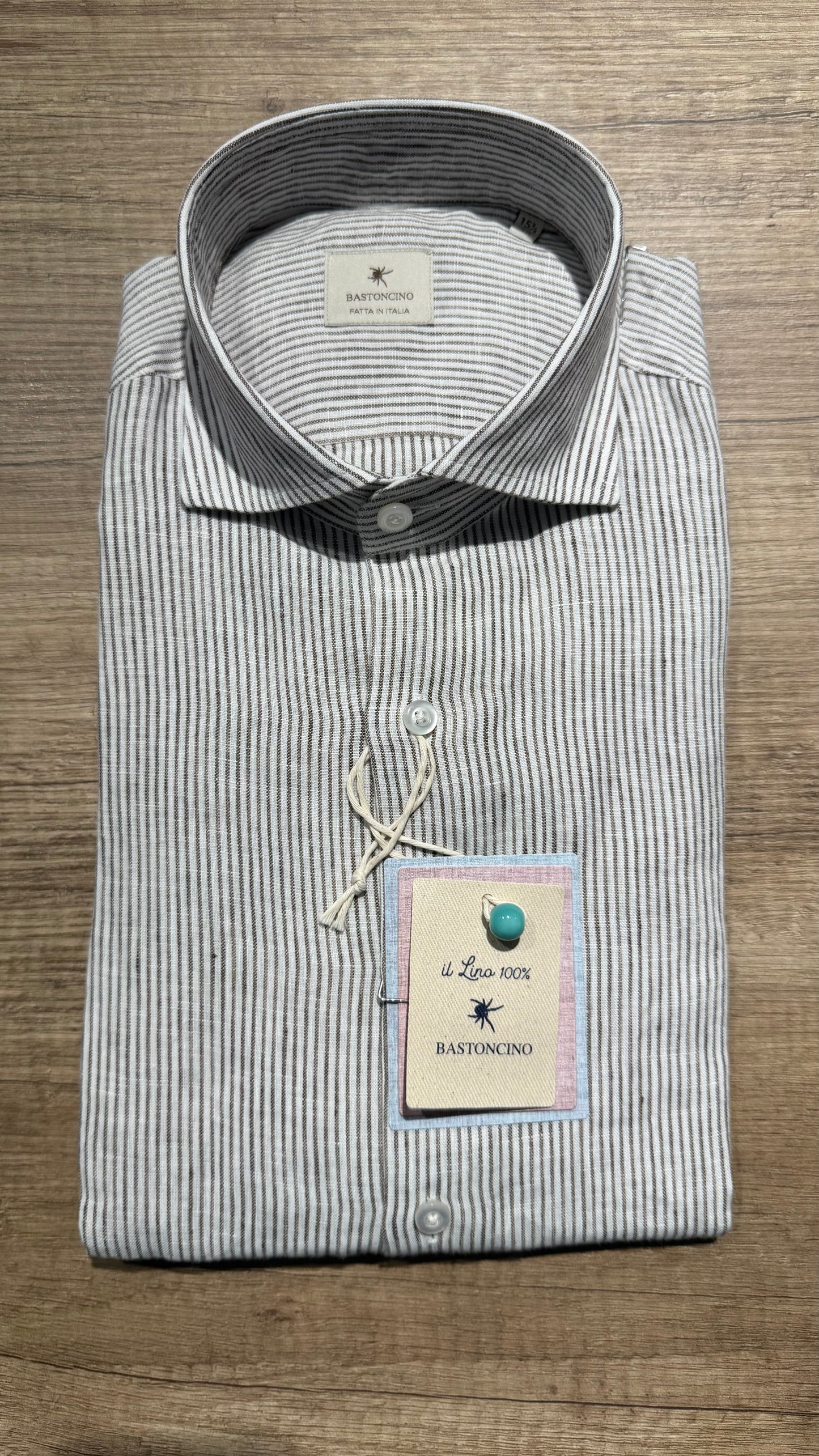 Camicia In Lino a Righe Marroni