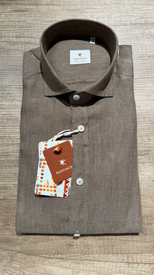 Camicia In Lino Tabacco