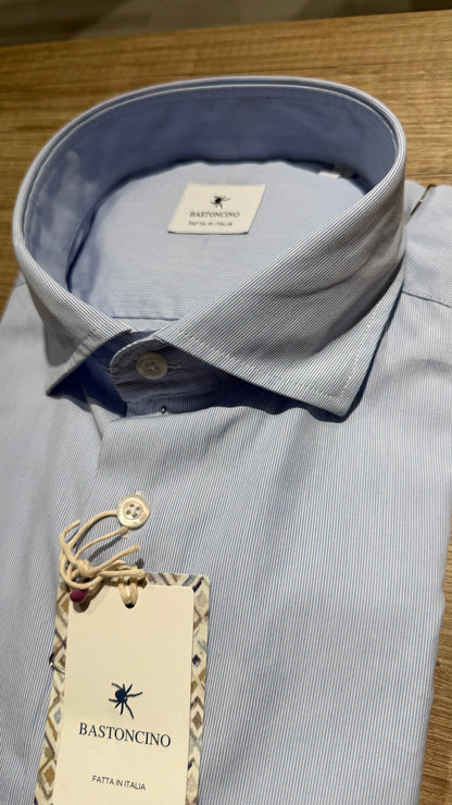 Camicia a Righe Fini Celeste