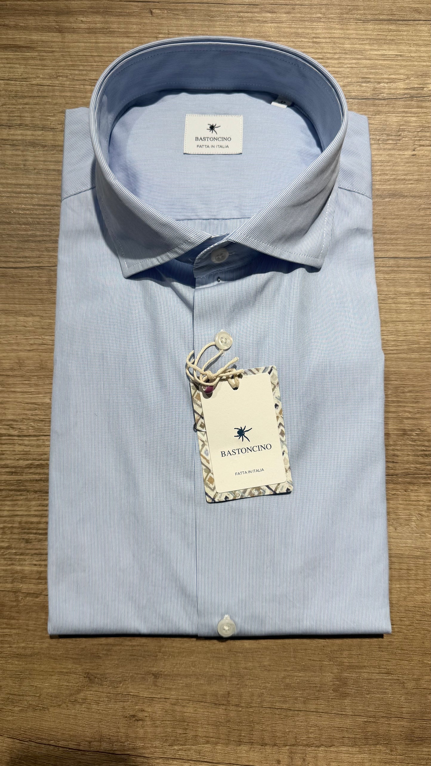 Camicia a Righe Fini Celeste