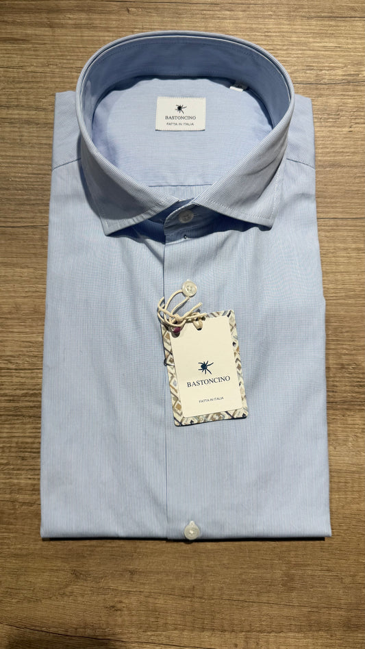 Camicia a Righe Fini Celeste