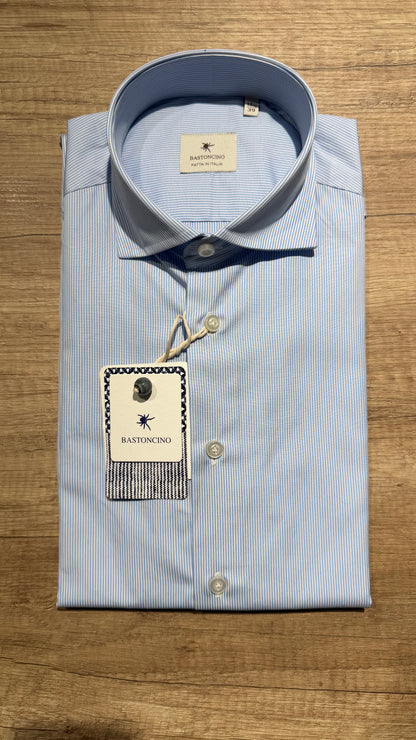 Camicia a Righe Fini Celesti