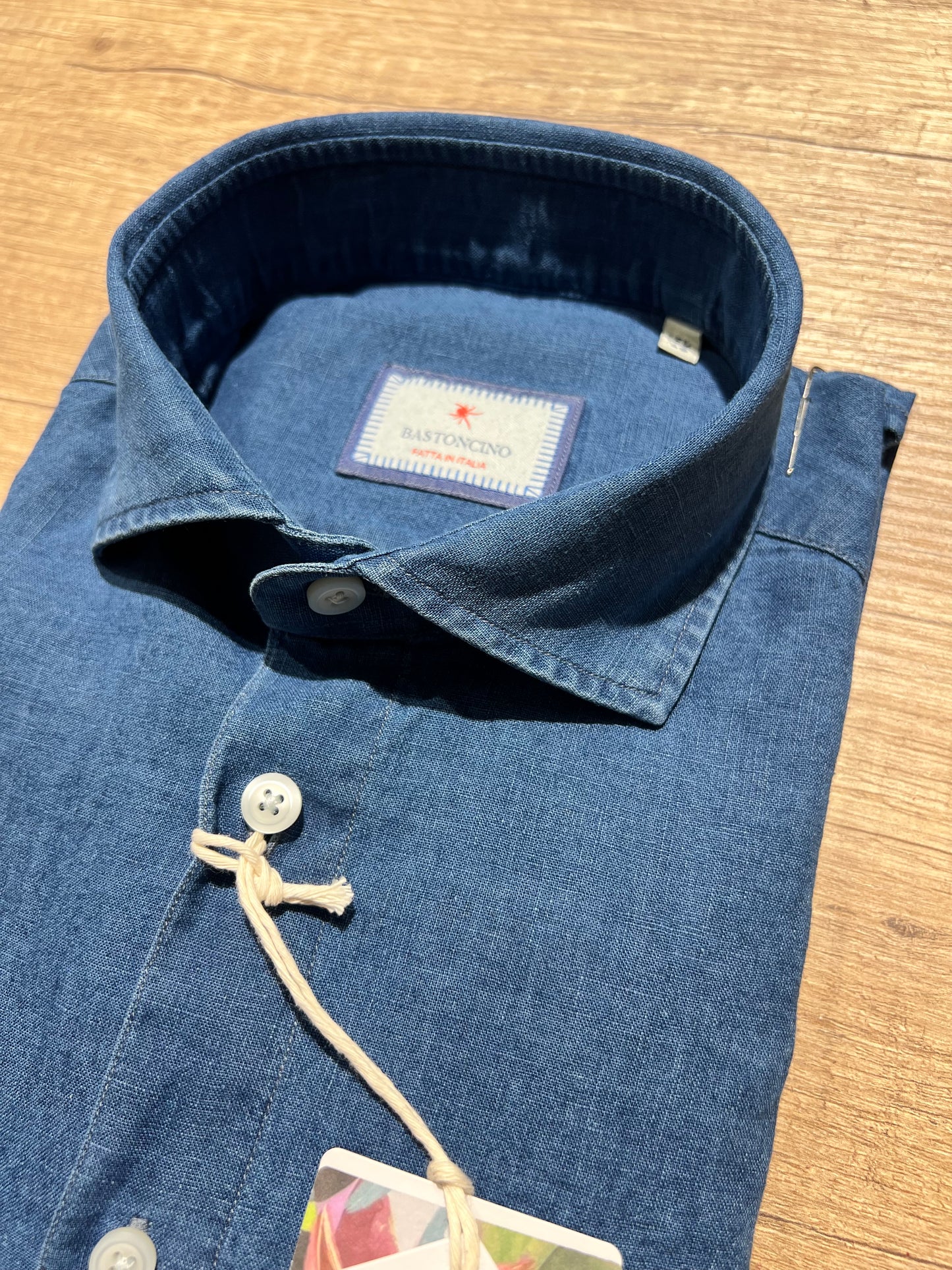 Camicia Denim In Lino e Cotone