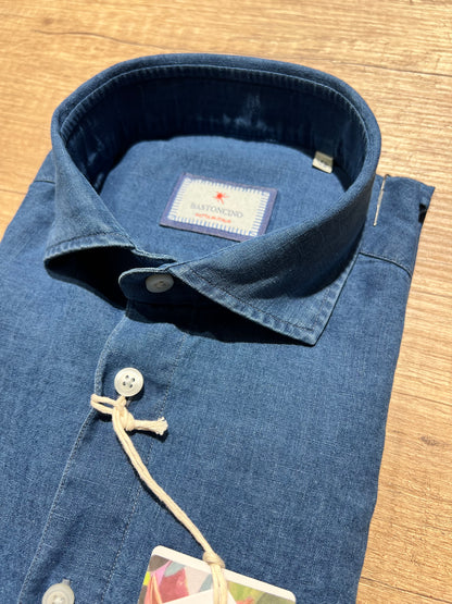 Camicia Denim In Lino e Cotone